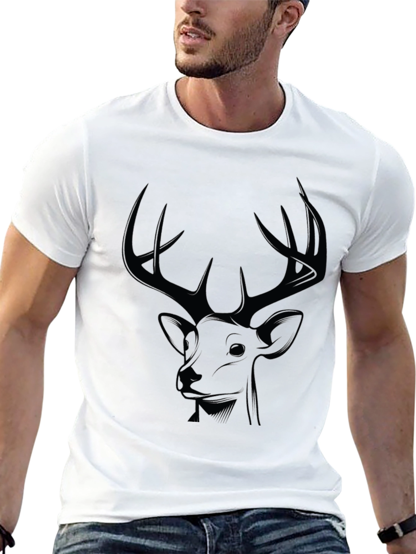Black Deer Graphic Tee - Mens Casual Style