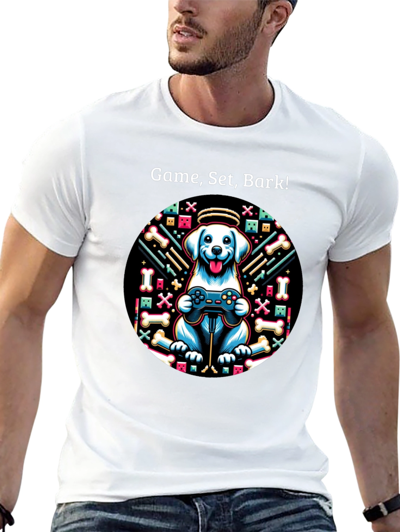 Game Set Bark! Dog Gamer T-Shirt