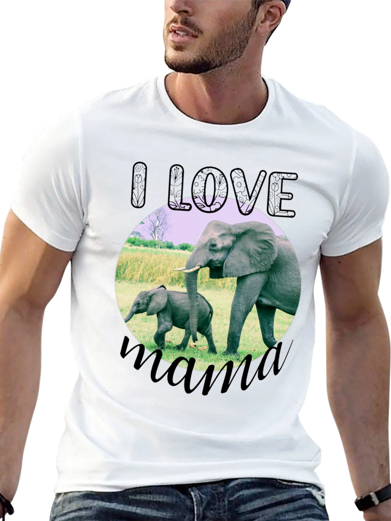 I Love Mama Elephant Graphic T-Shirt