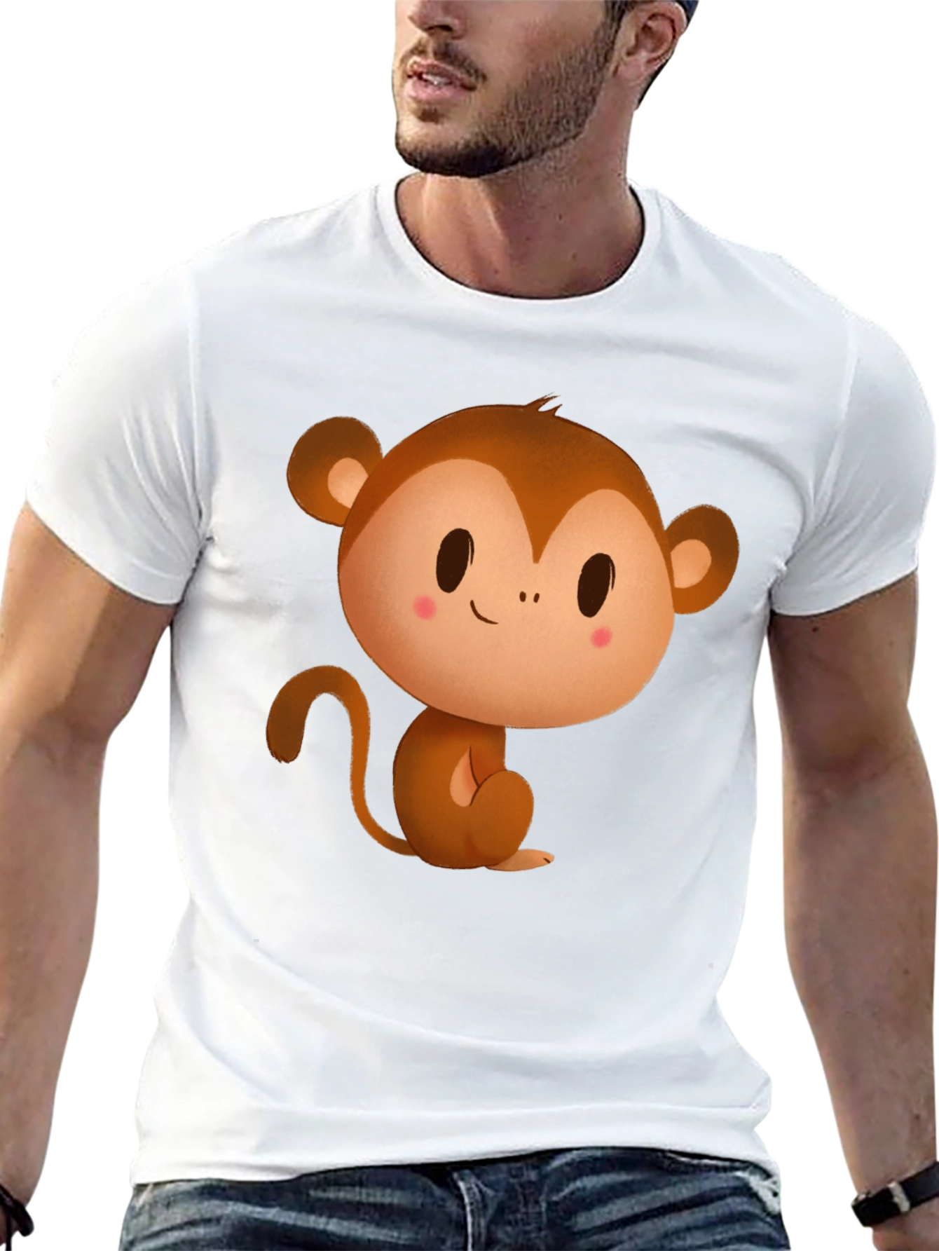 Cute Monkey Graphic Tee - Black T-Shirt