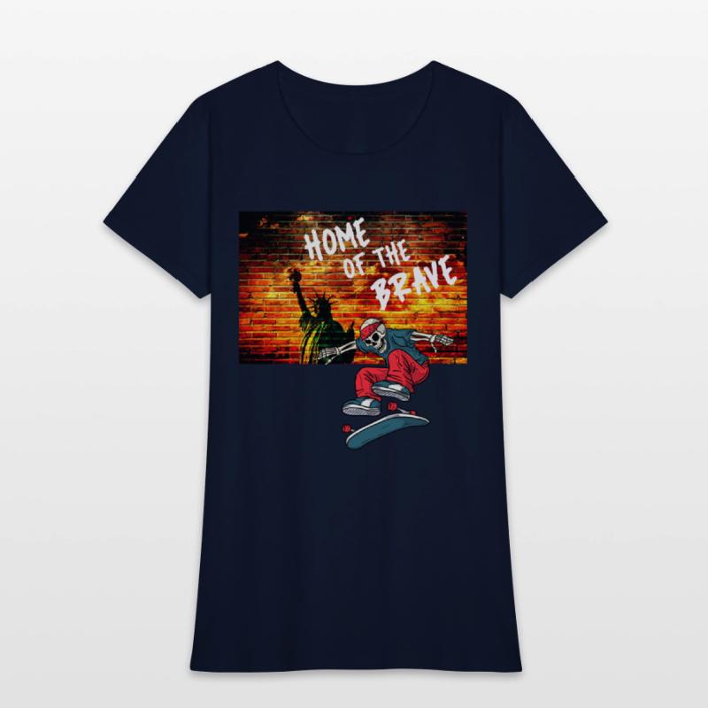 Home Of The Brave July Fourth Skeleton Skateboard