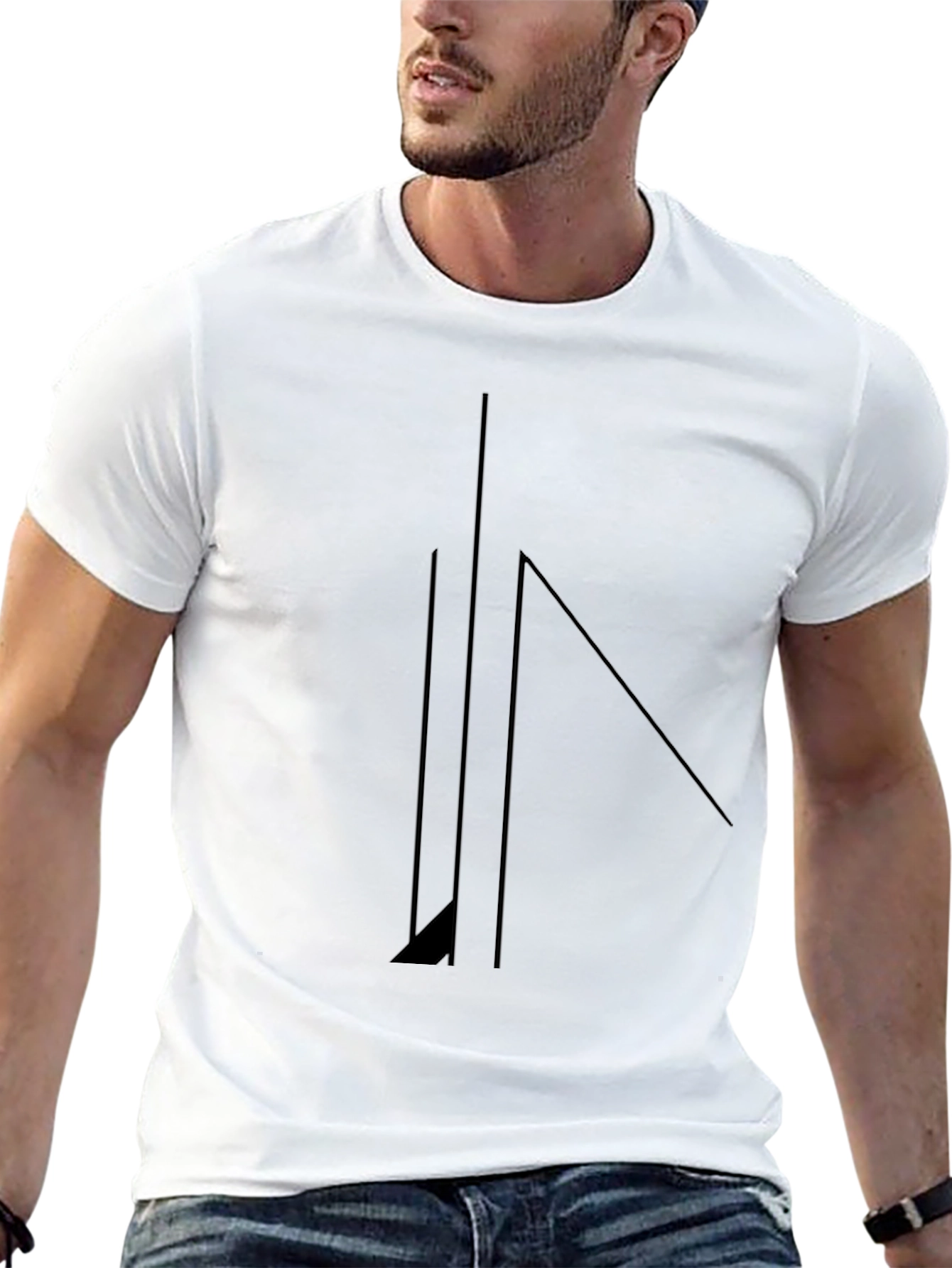 Minimalist Geometric Black T-Shirt for Men