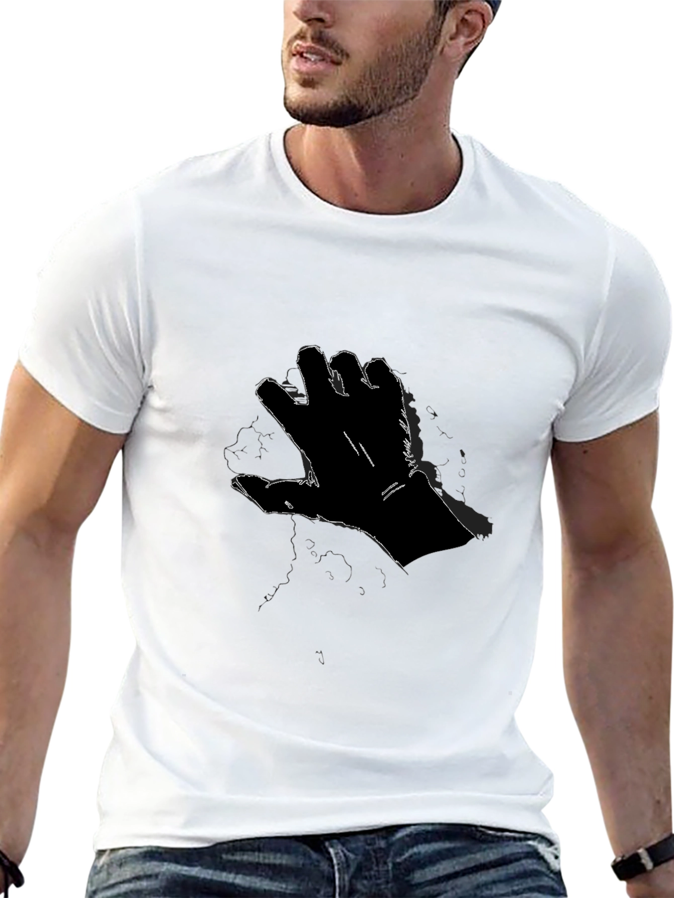 Black T-Shirt with Hand Graphic