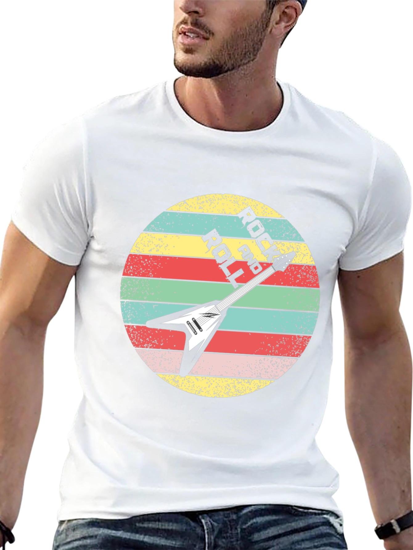 Retro Rock and Roll Guitar Graphic Tee