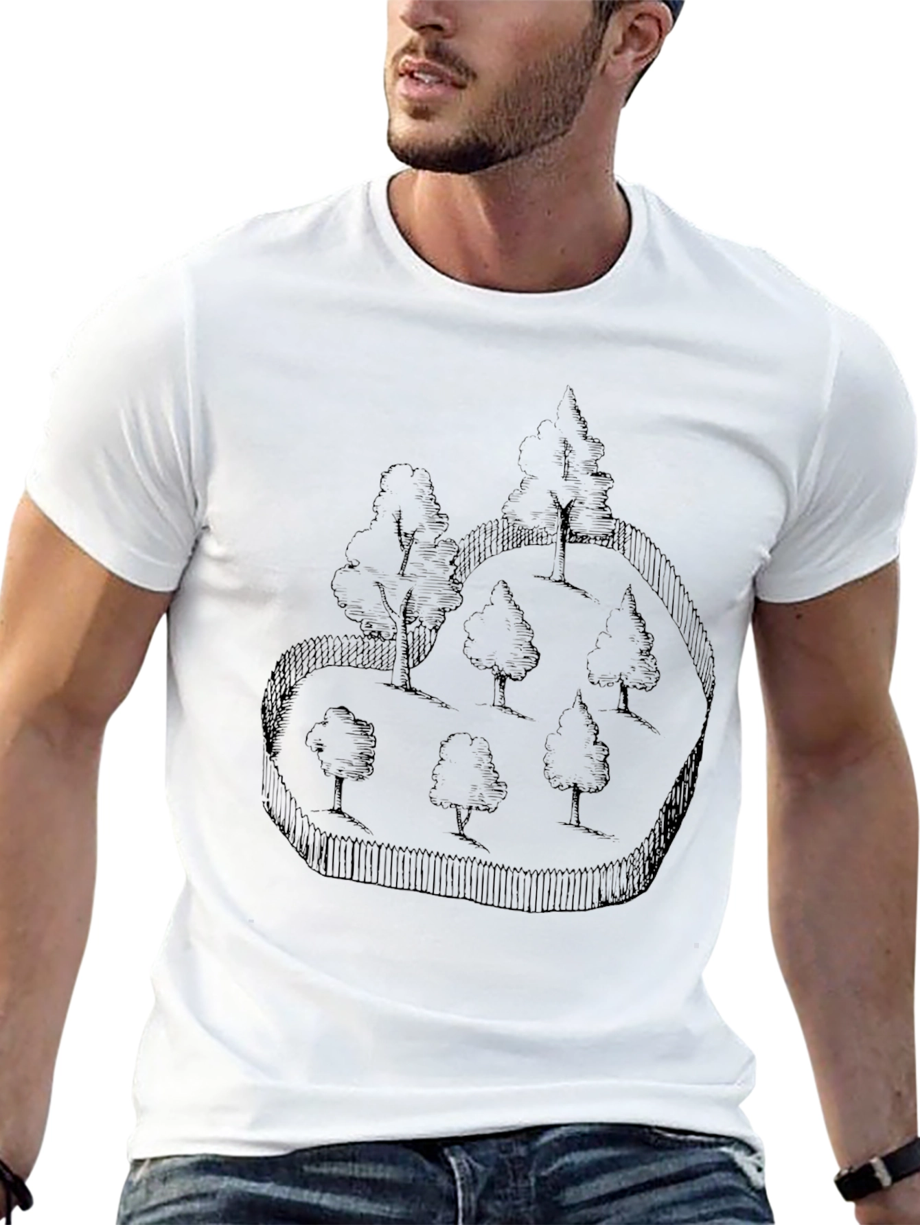 Whimsical Forest Graphic Black T-Shirt