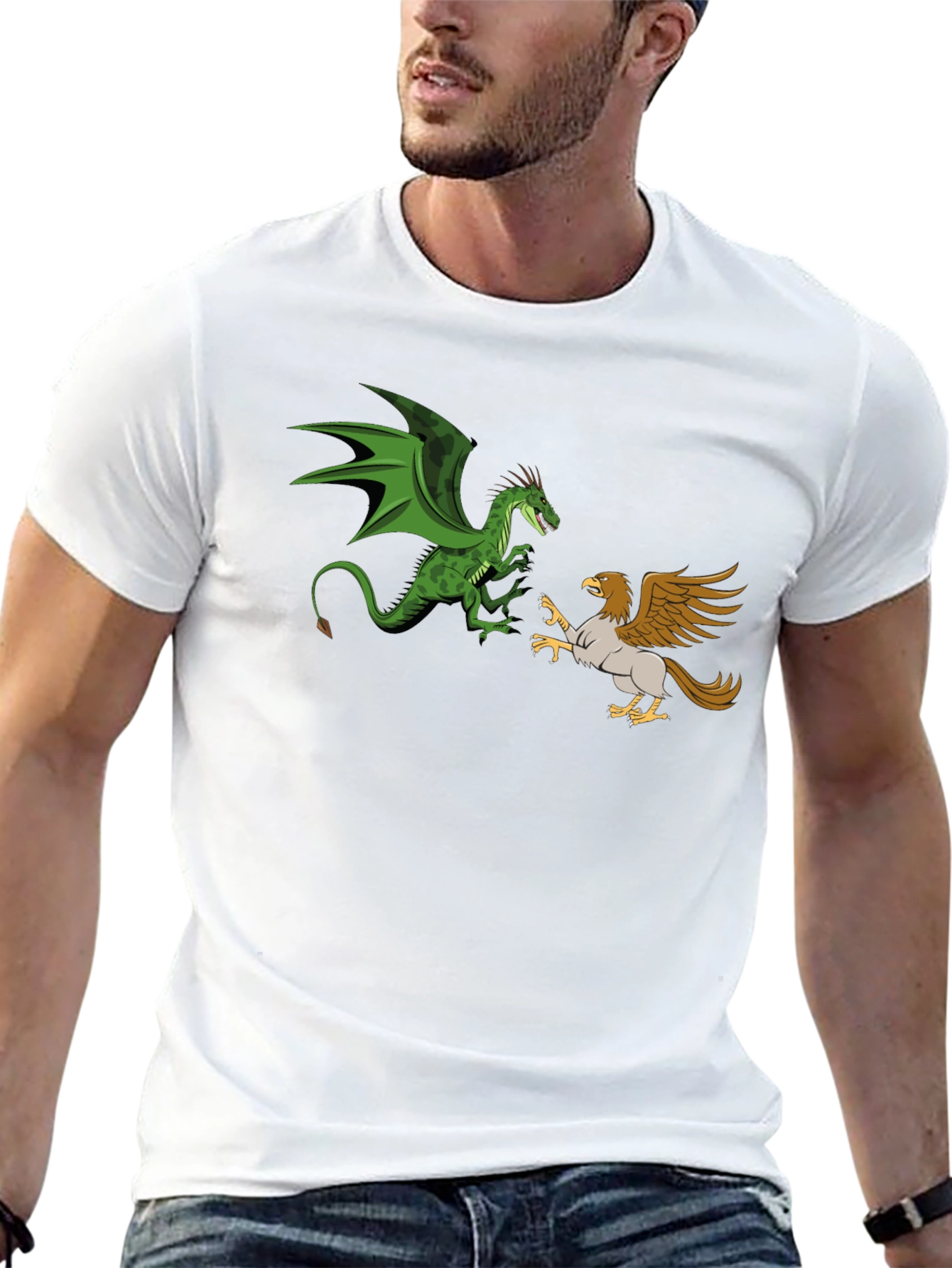 Dragon vs. Griffin Graphic Tee - Fantasy Creature Clash
