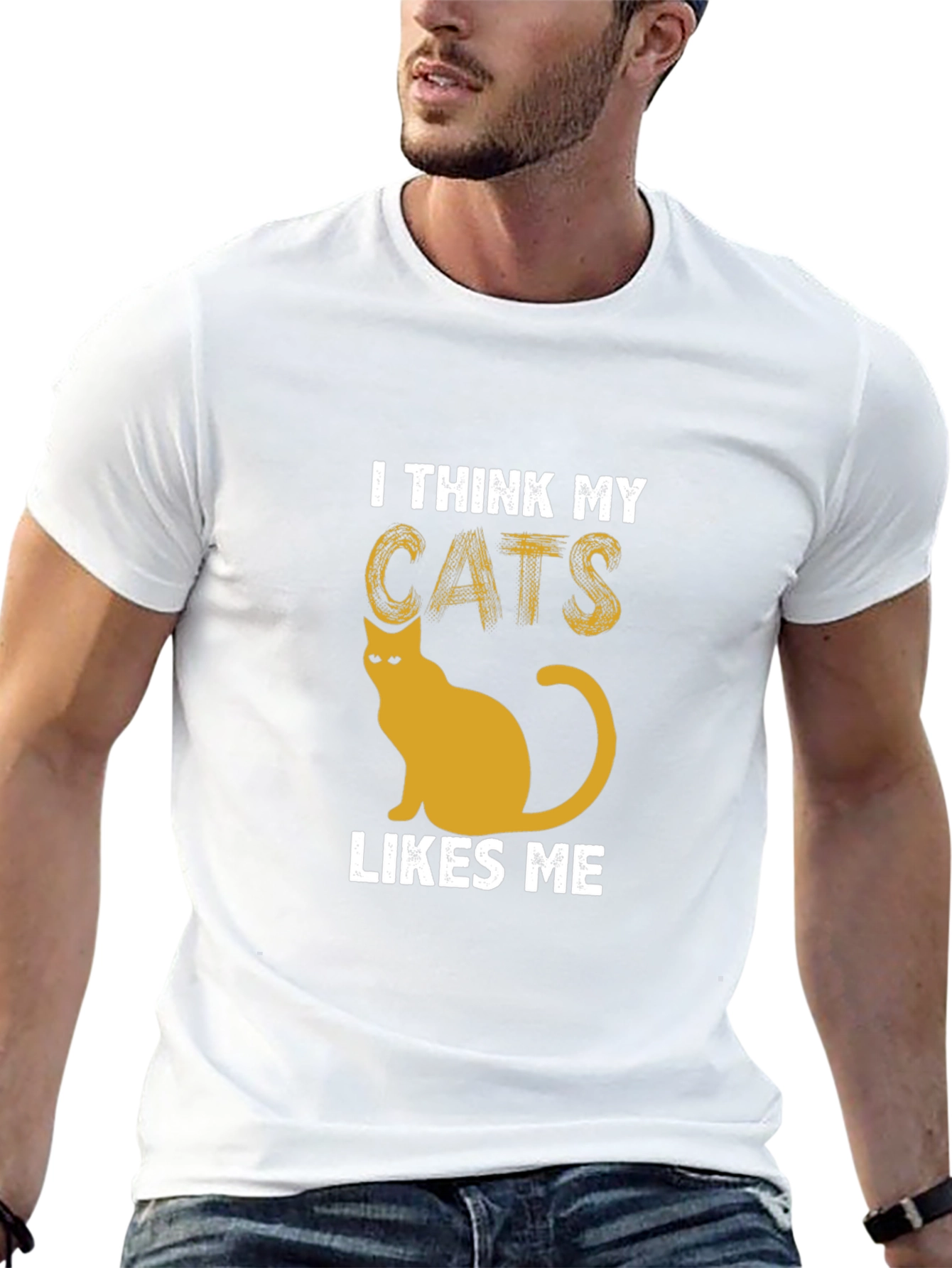 I Think My Cats Likes Me Black Graphic Tee