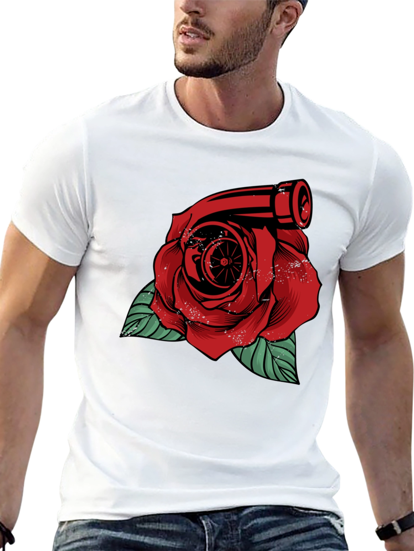 Turbo Rose Graphic Tee - Automotive Enthusiast