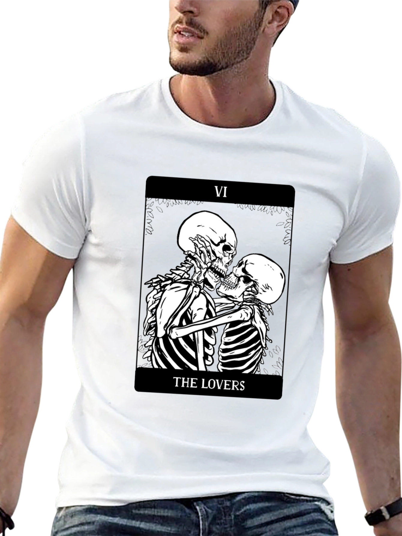 The Lovers Skeleton Tarot Card Graphic Tee
