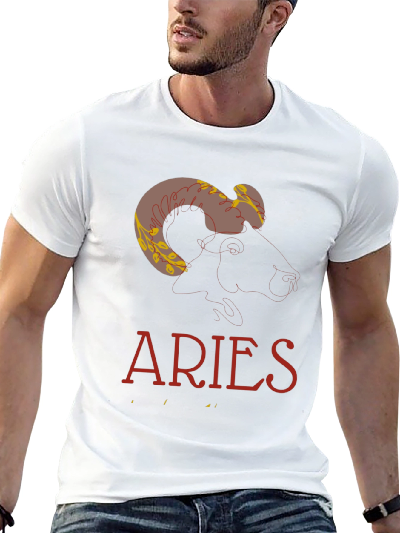 Aries Zodiac Graphic Print T-Shirt - Black