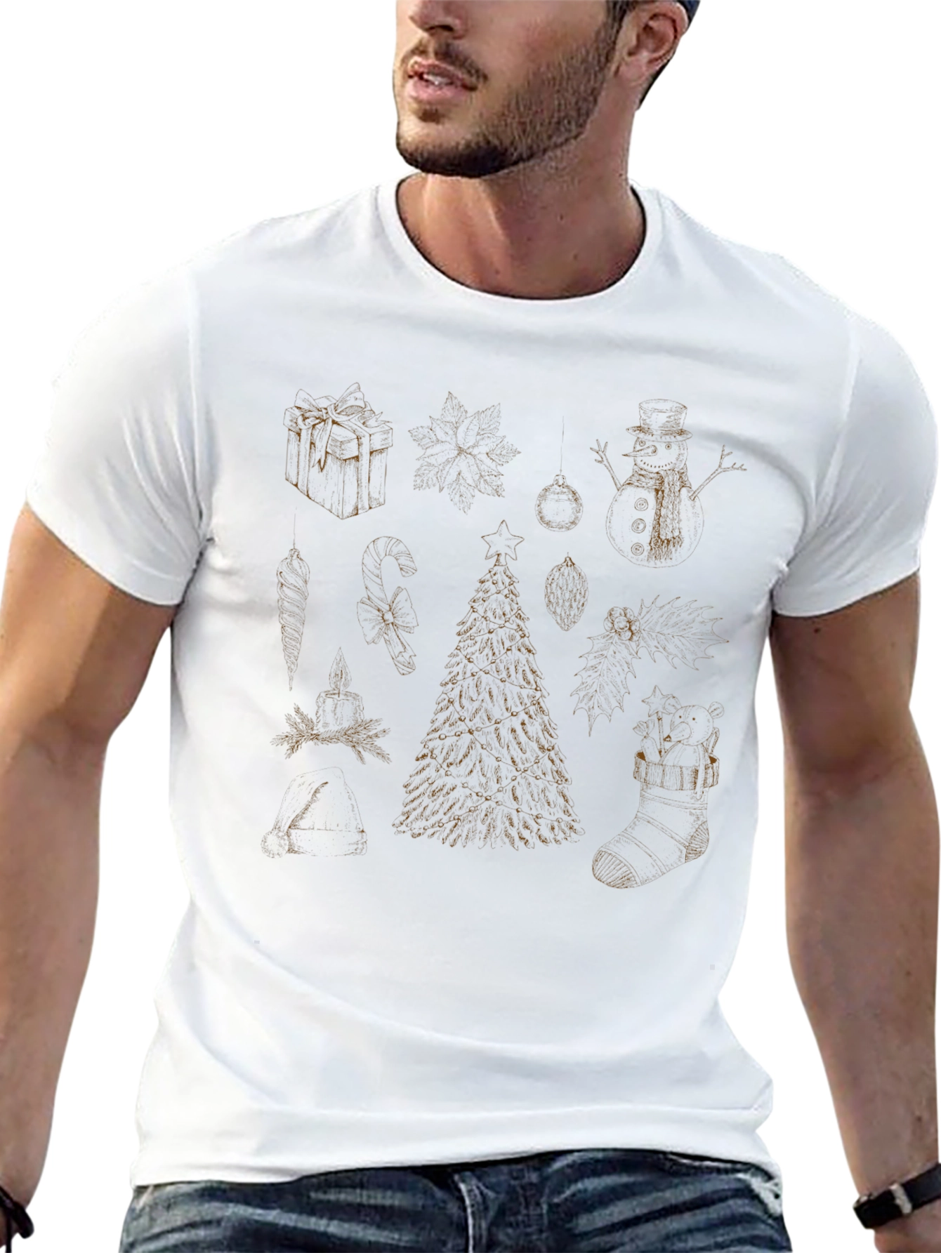 Festive Christmas Themed Black T-Shirt