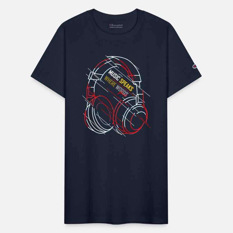 Neon Headphones with Music Slogan