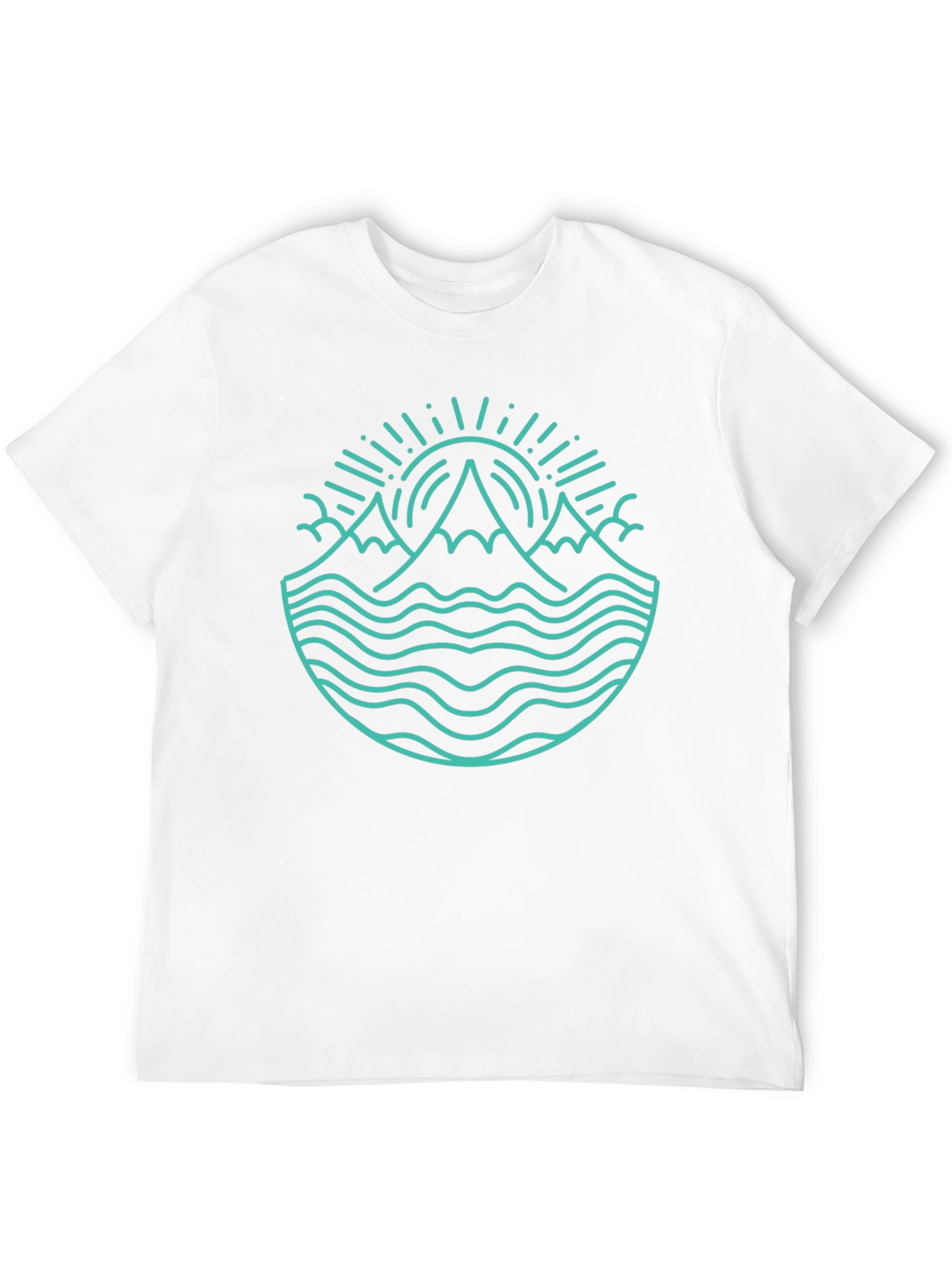 Mountain & Ocean Graphic Tee - Stylish Black T-Shirt