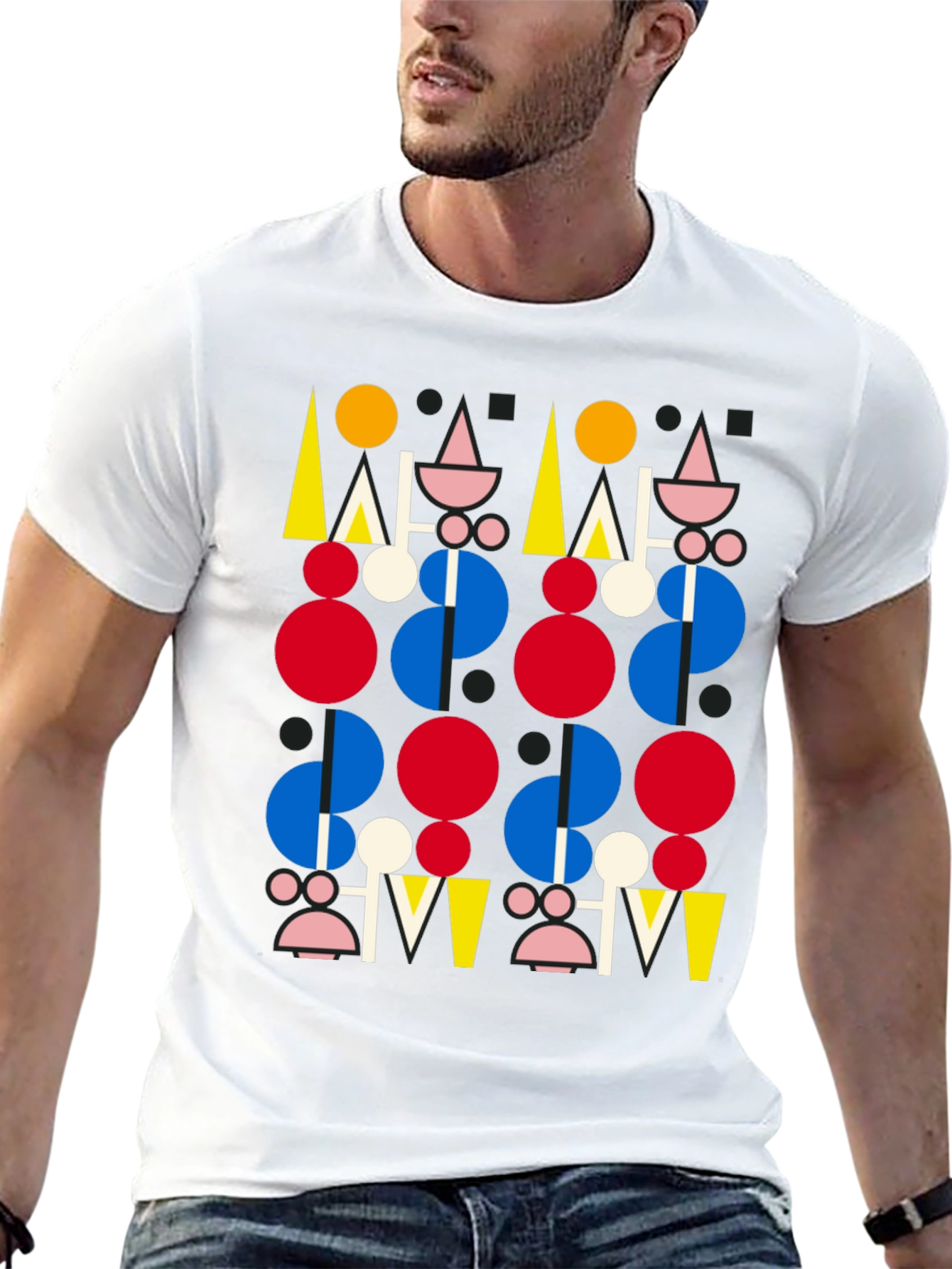 Abstract Geometric Pattern Black T-Shirt
