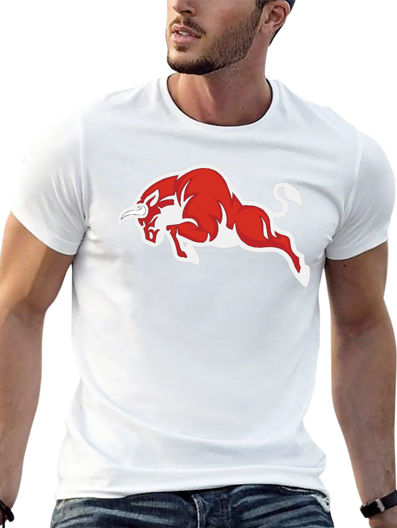 Black T-Shirt with Red Bull Graphic