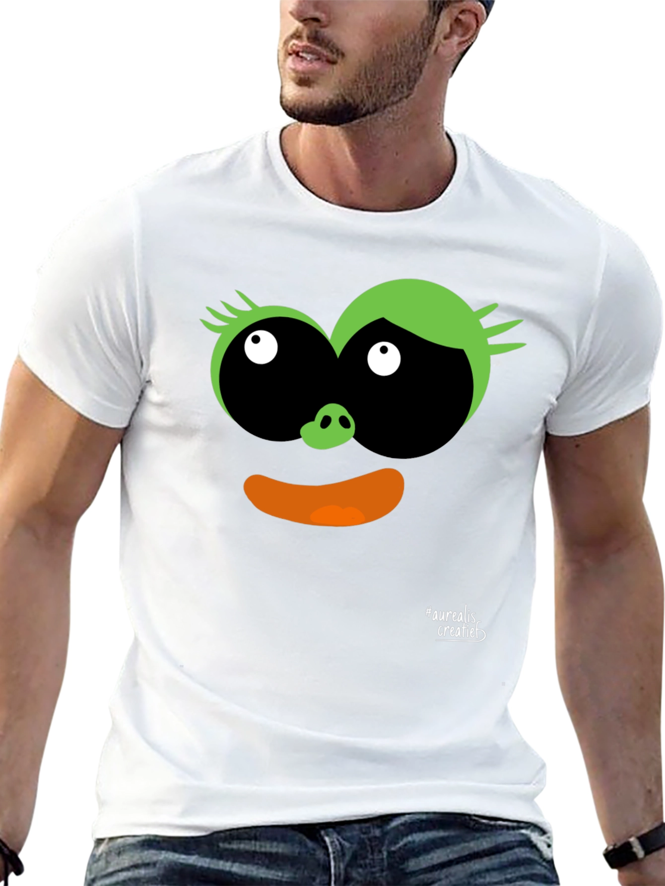 Fun Cartoon Face Black T-Shirt