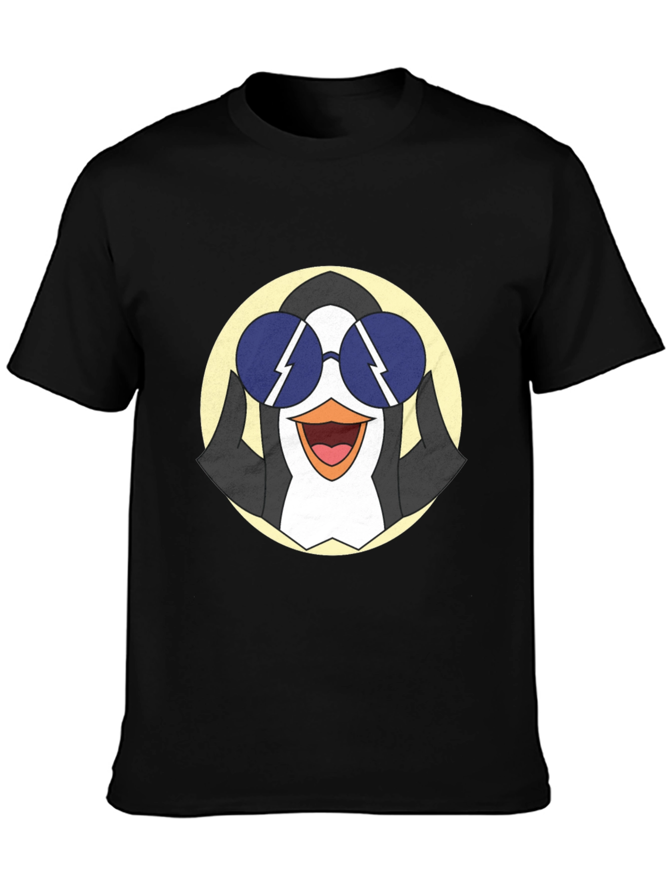 Cool Penguin Graphic Tee - Black Cotton T-Shirt