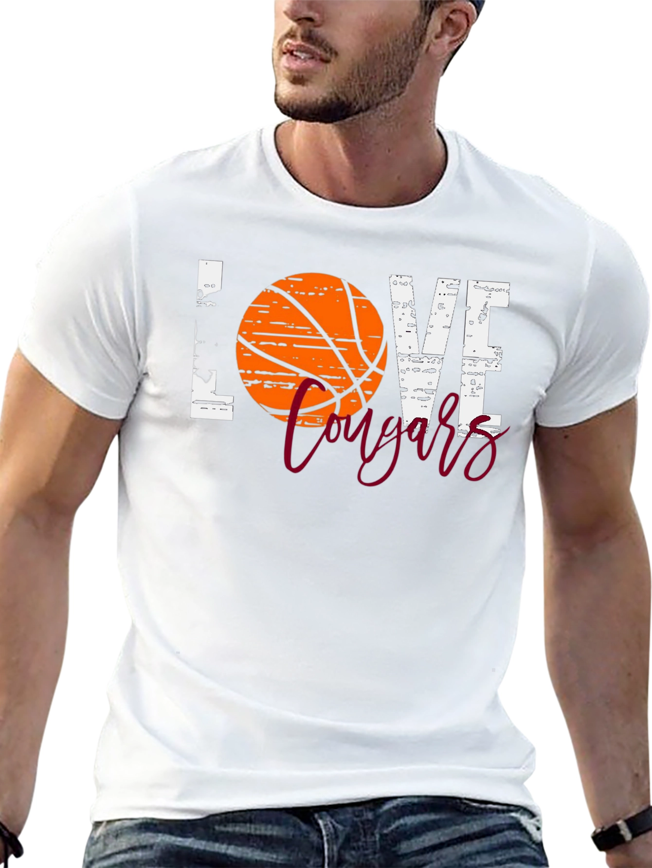 Basketball Love Cougars Black T-Shirt