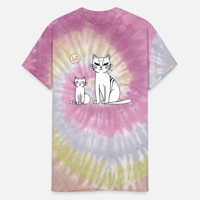 Parent and Kitten Cats Doodle Vector three colors