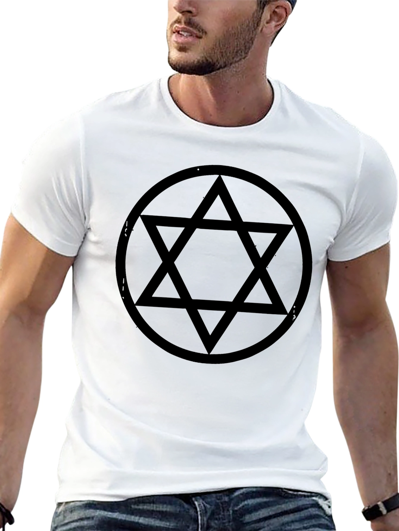 Geometric Star Graphic Black T-Shirt