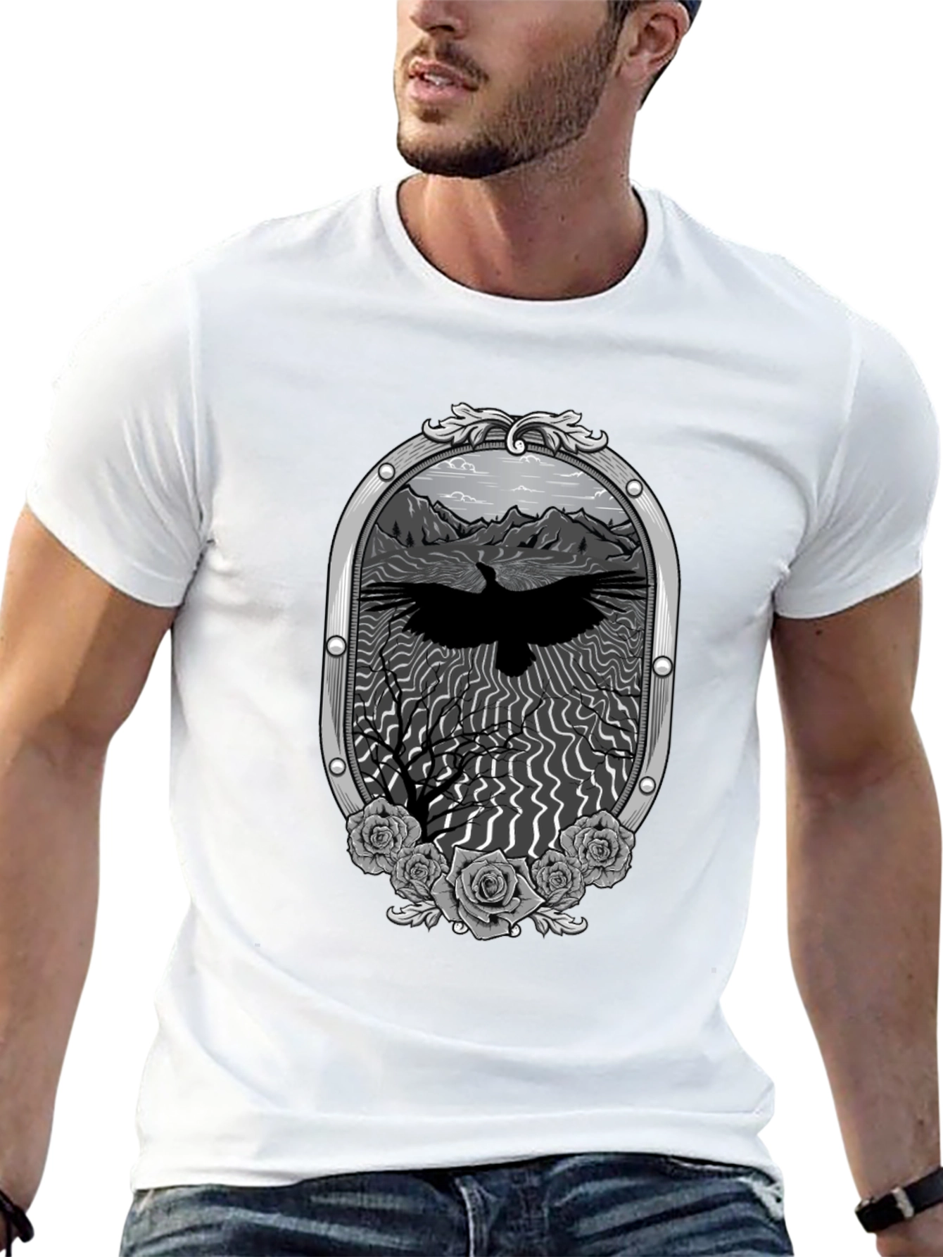 Raven & Roses Graphic Tee - Dark Mountain Style