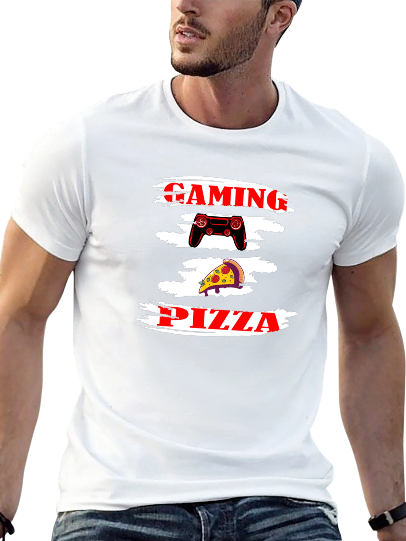 Gaming Pizza Graphic Tee - Black