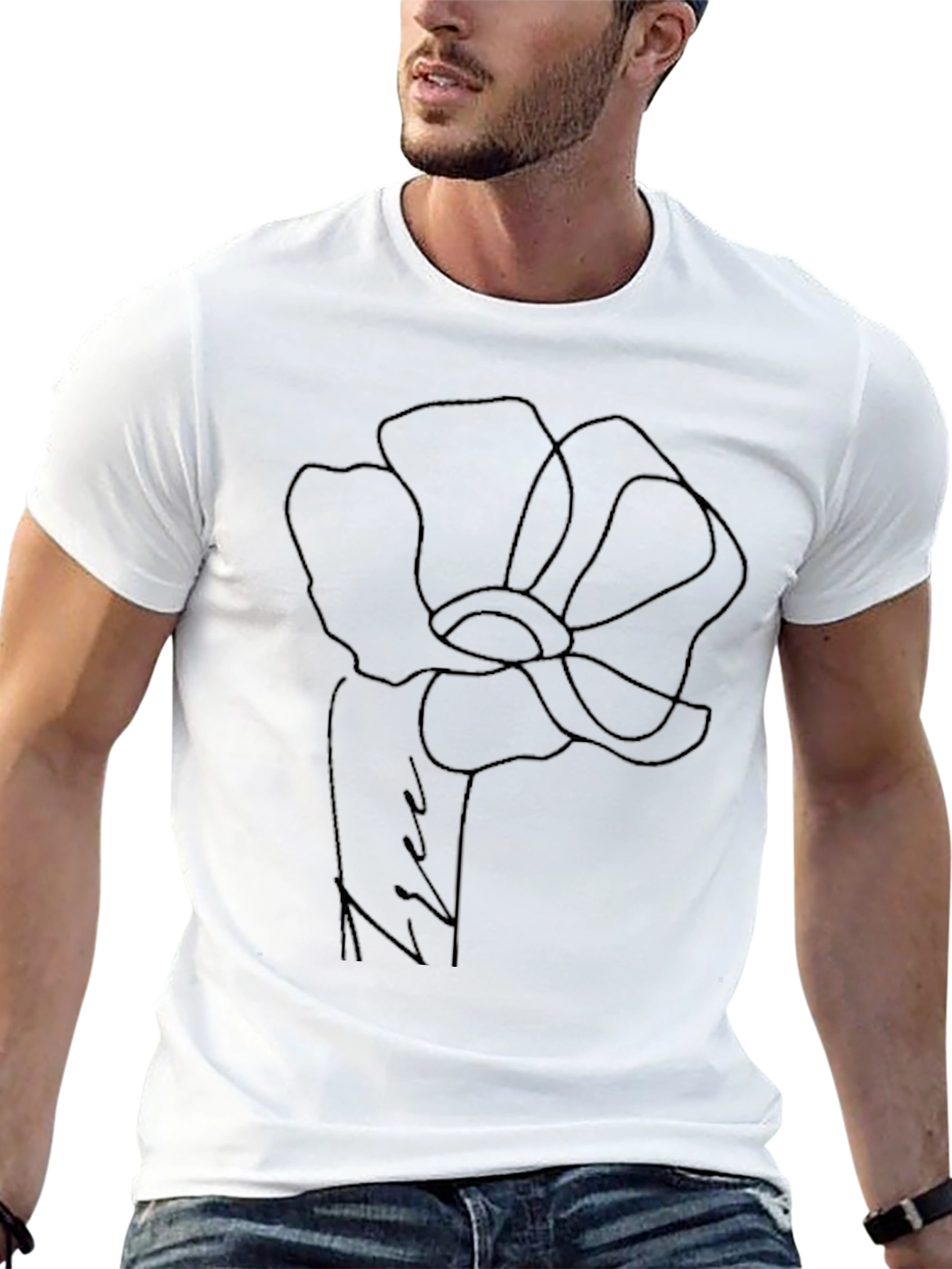 Minimalist Floral T-Shirt - Black