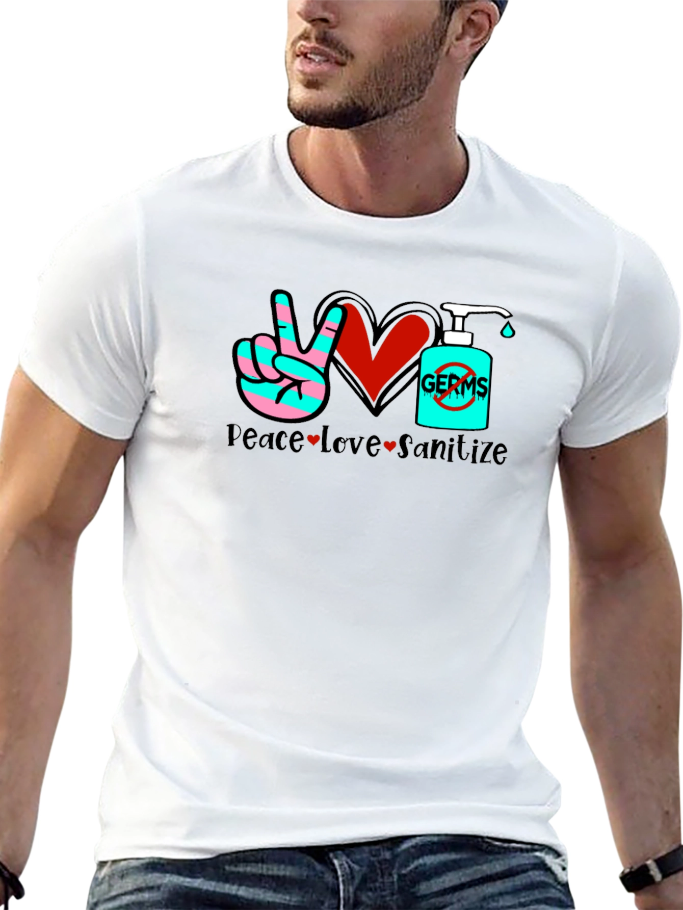 Peace Love Sanitize Black T-Shirt
