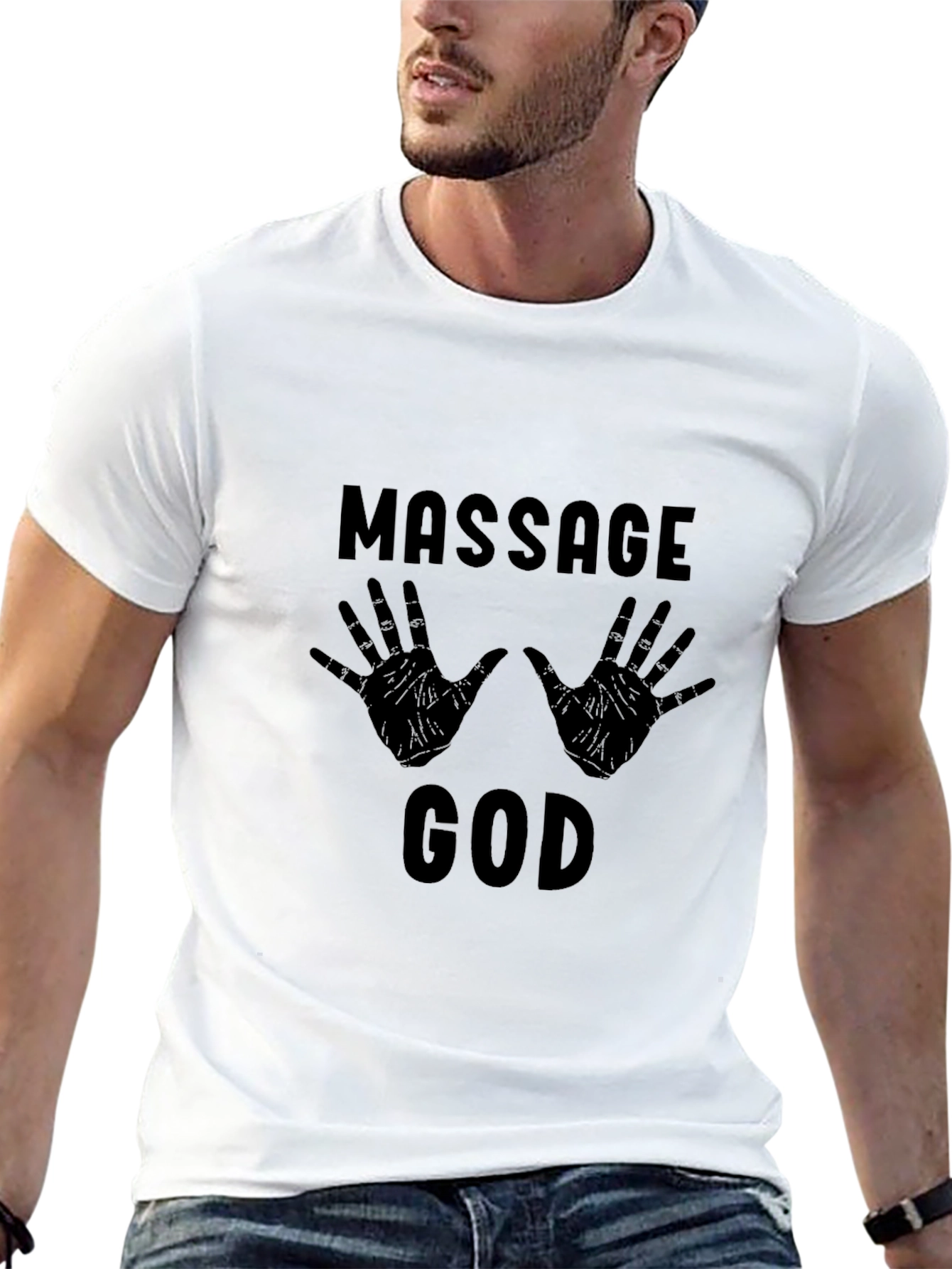 Massage God Black Graphic T-Shirt