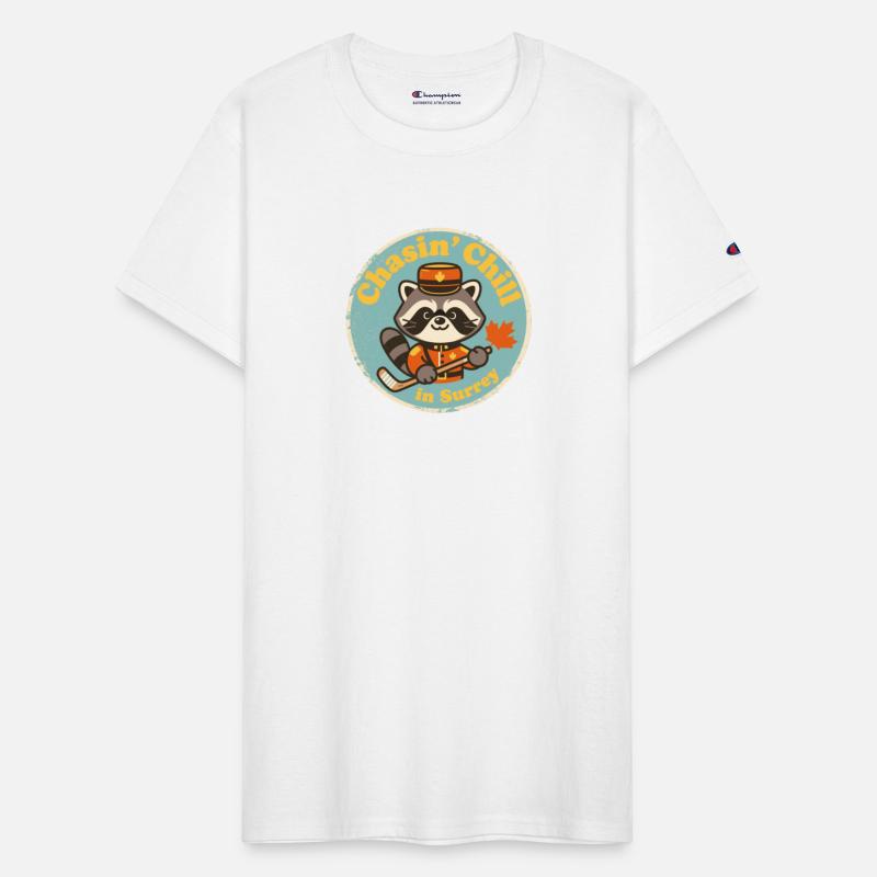 Retro Surrey BC Raccoon and Hockey Stick