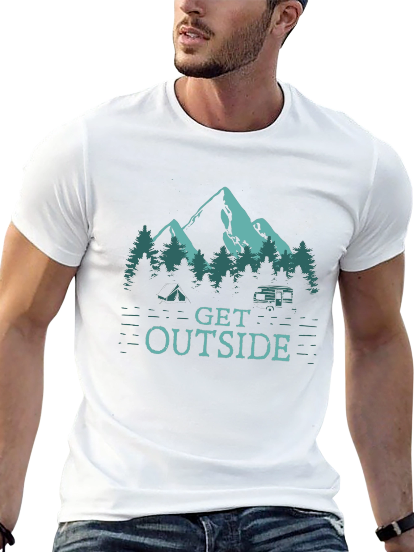 Get Outside Camping T-Shirt - Nature Graphic Tee