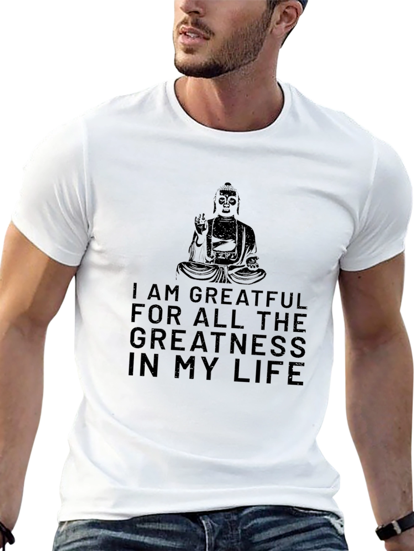 Grateful Buddha Graphic Tee - Black Cotton T-Shirt