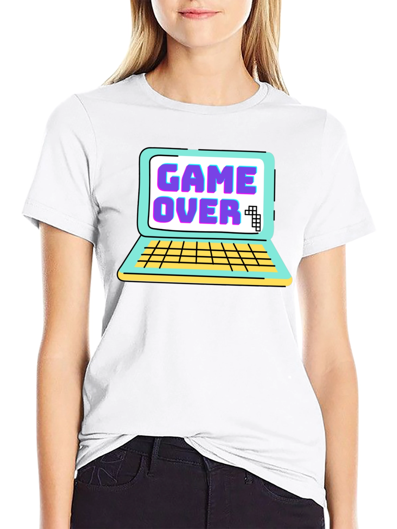Retro Game Over Laptop Graphic T-Shirt