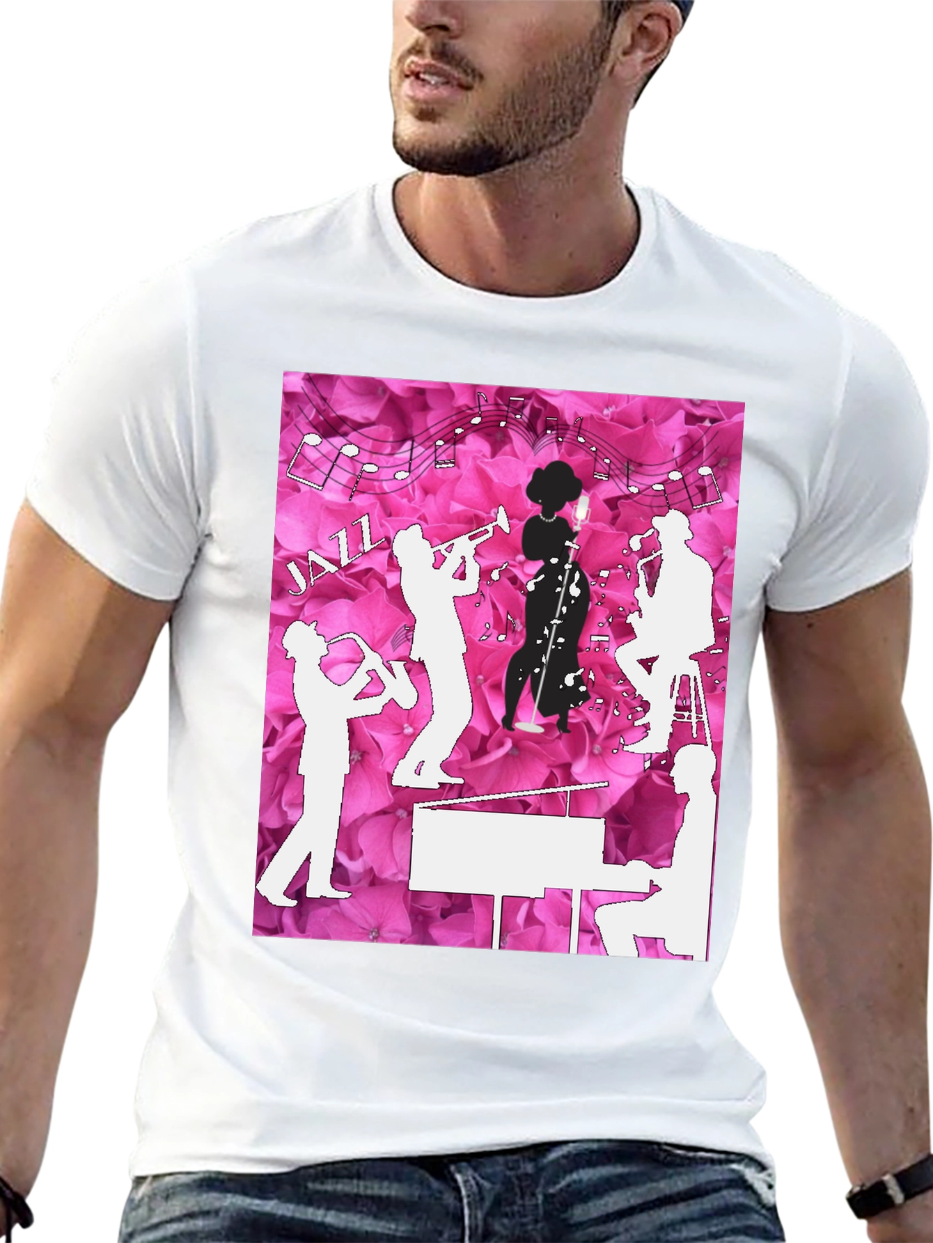 Jazzy T-Shirt - Musical Silhouette Design