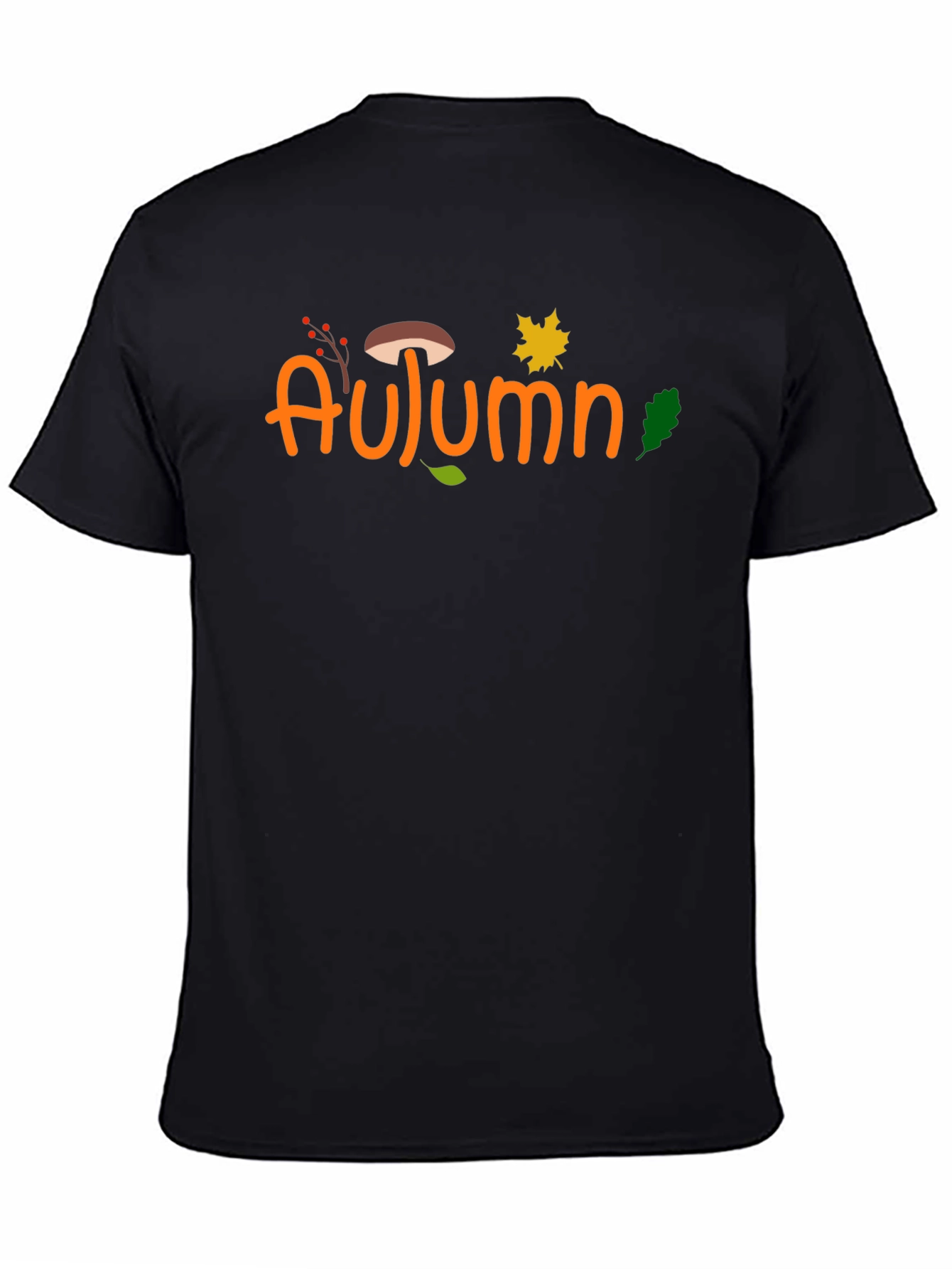 Autumn Graphic Print Black T-Shirt