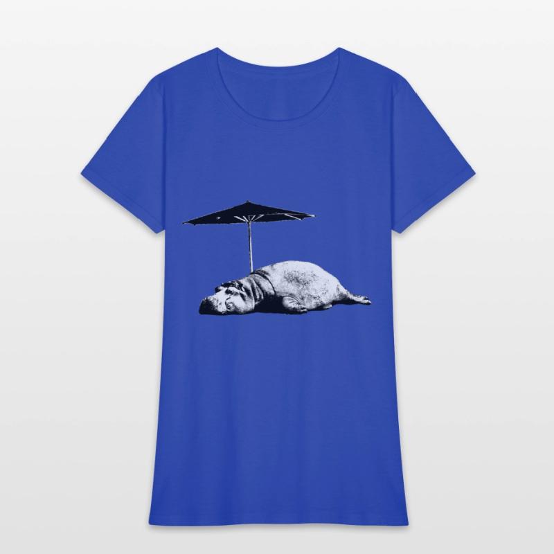 Sleeping hippo with parasol