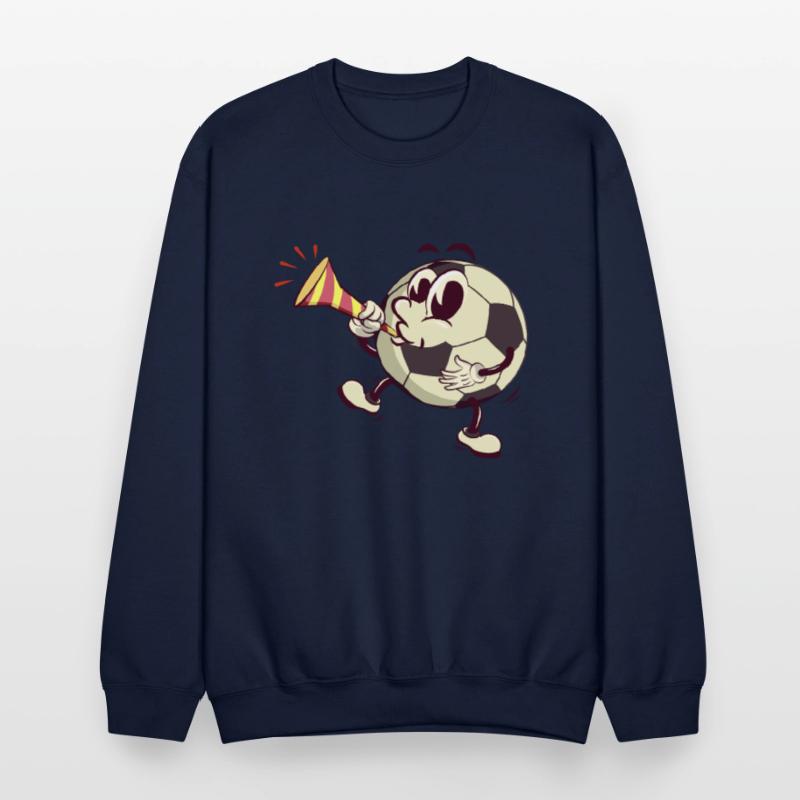 soccer ball cartoon blowing party trumpet