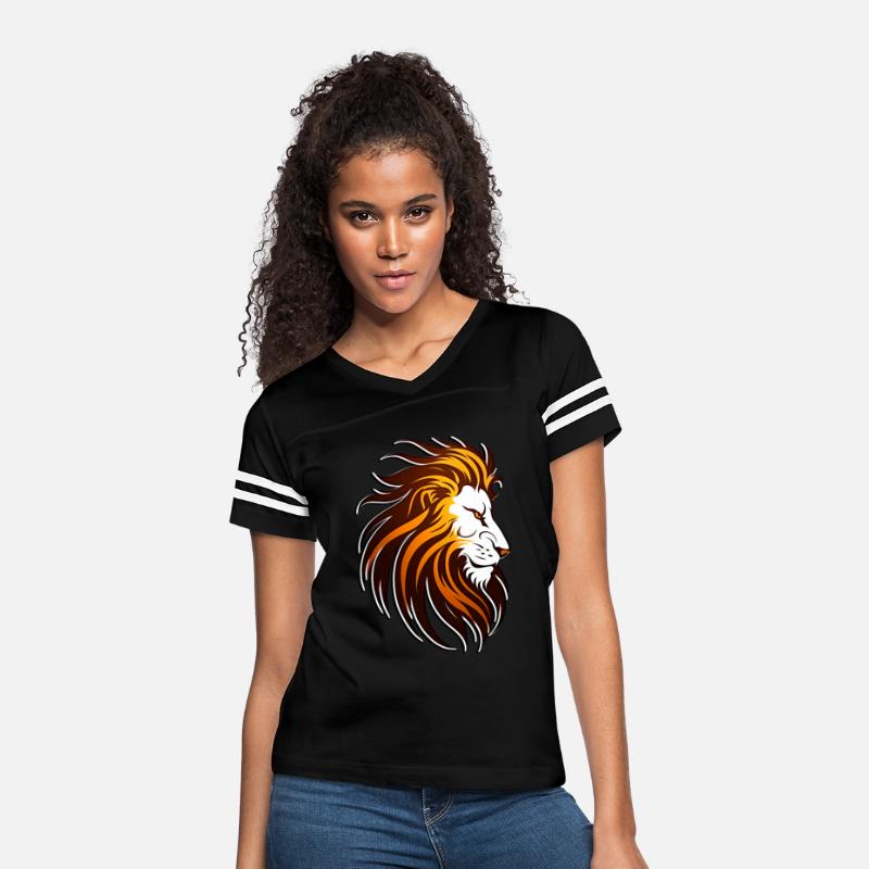 the lion in orange in the style of dark amber