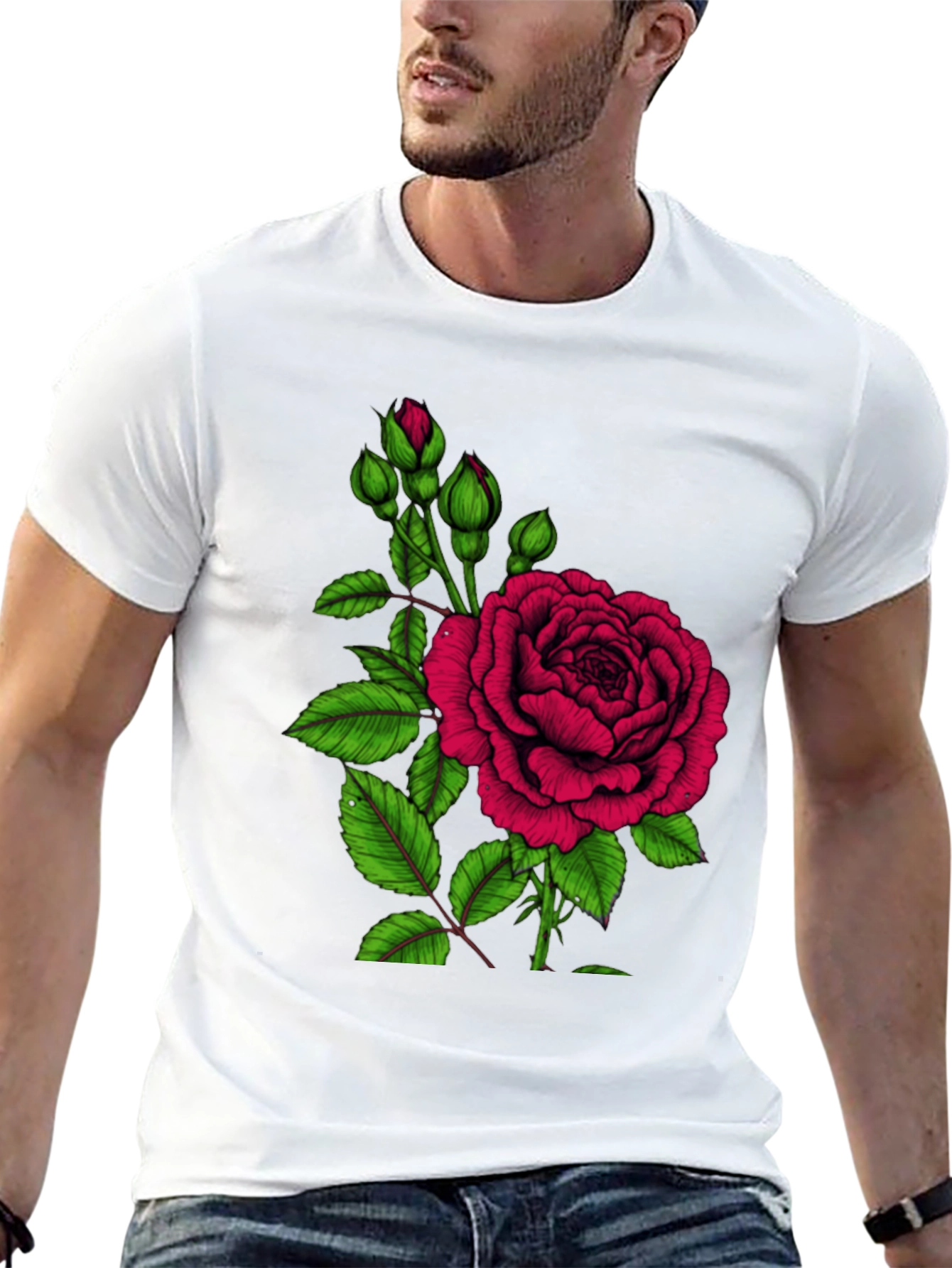 Black Rose Graphic T-Shirt - Elegant Floral Design