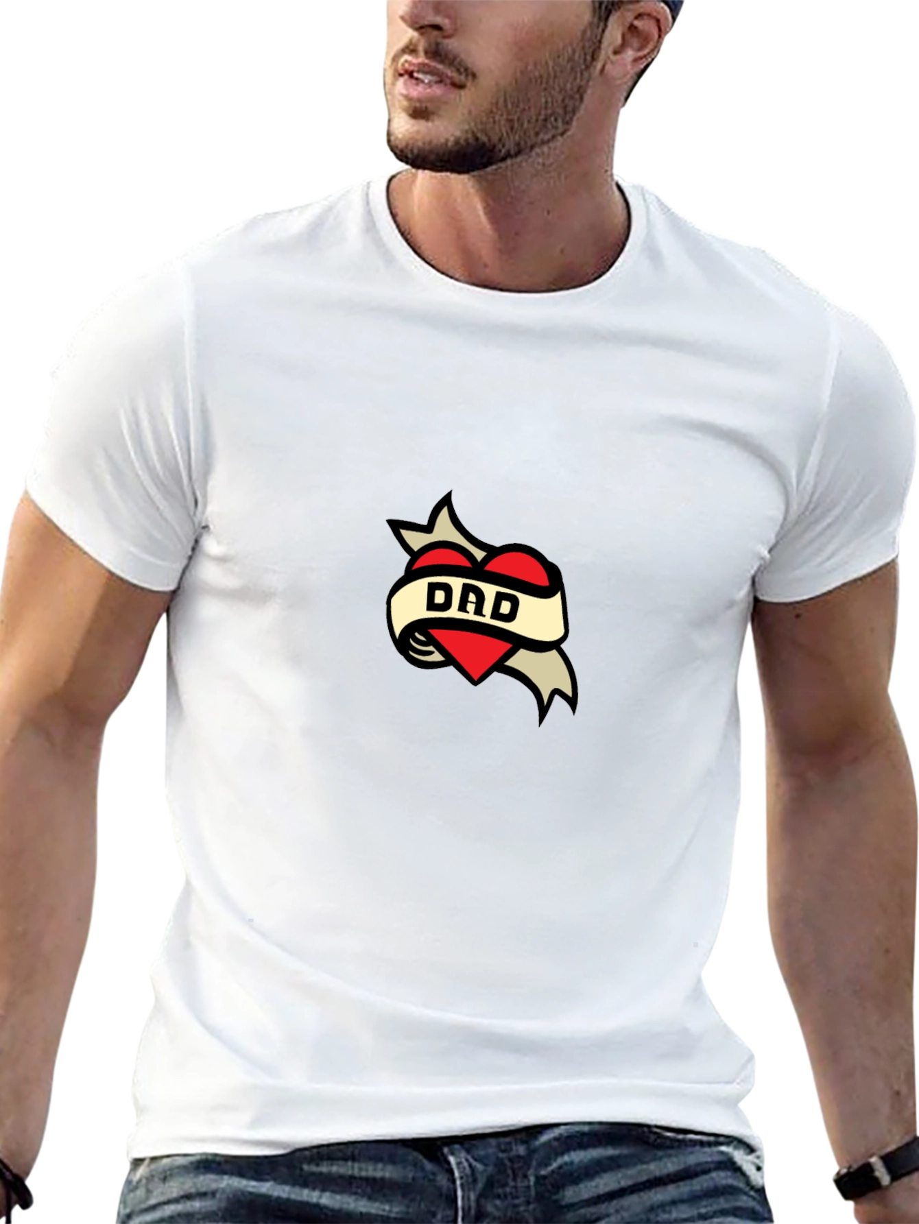 Dad Tattoo Heart Graphic T-Shirt