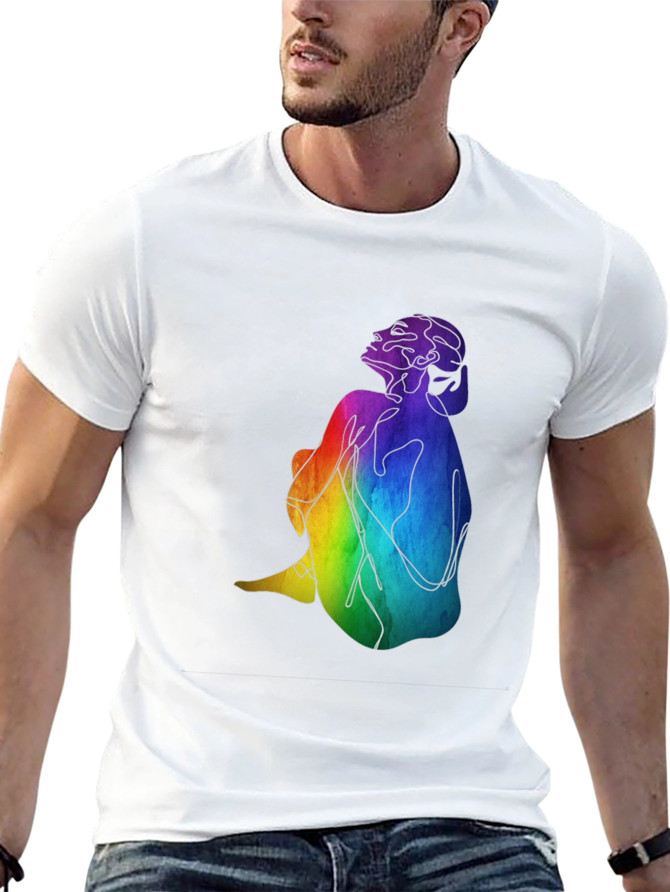 Rainbow Woman Graphic Black T-Shirt