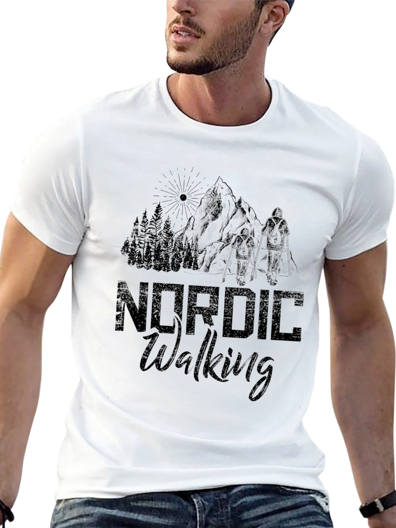 Nordic Walking Graphic Black T-Shirt