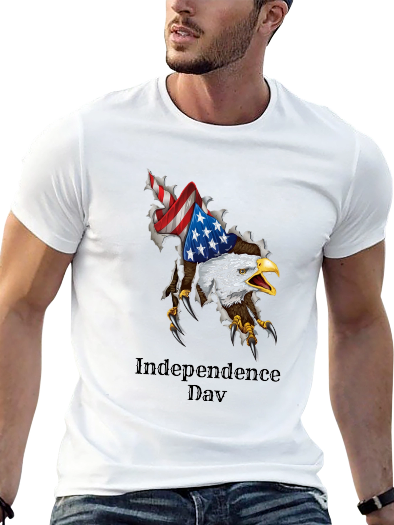 Independence Day Eagle Graphic Black T-Shirt