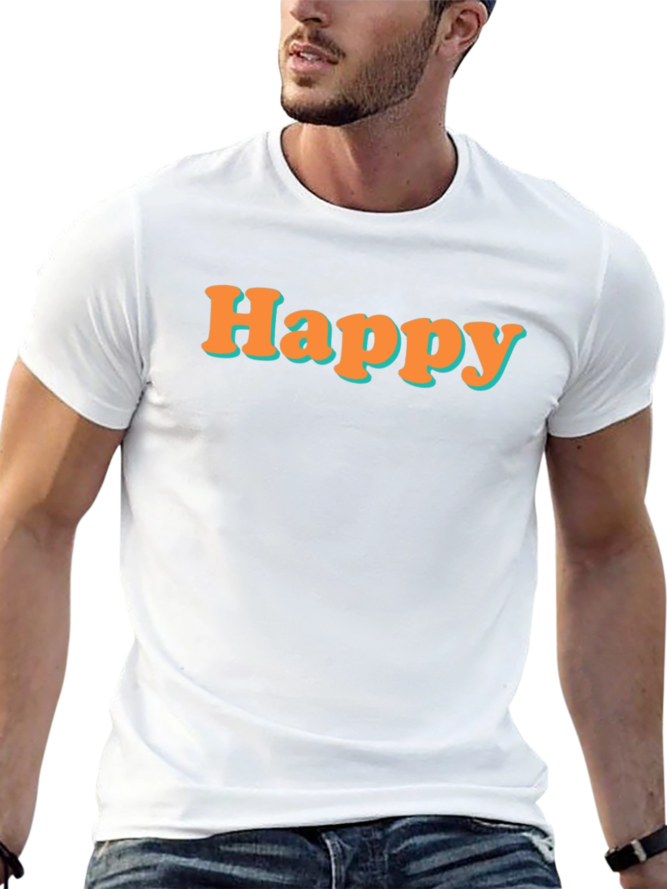 Happy Graphic Tee - Black Short Sleeve