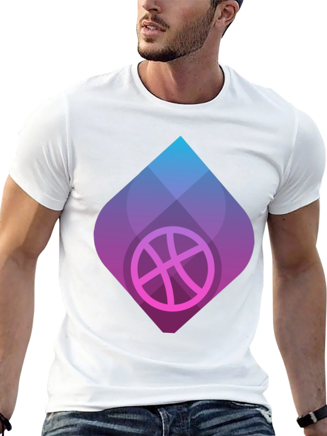 Mens Black Graphic Tee - Basketball Design
