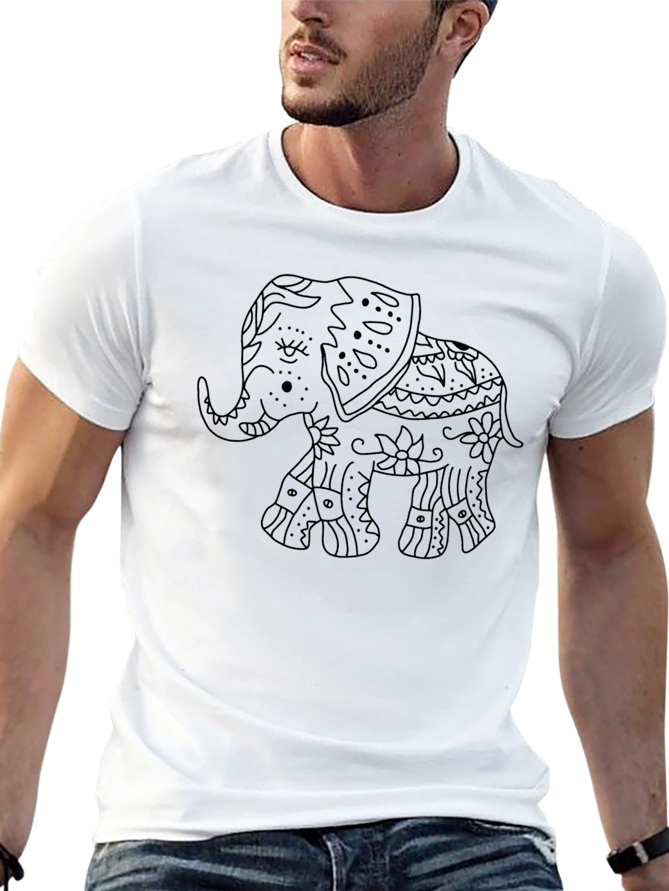 Black Elephant Graphic Tee - Mens Casual