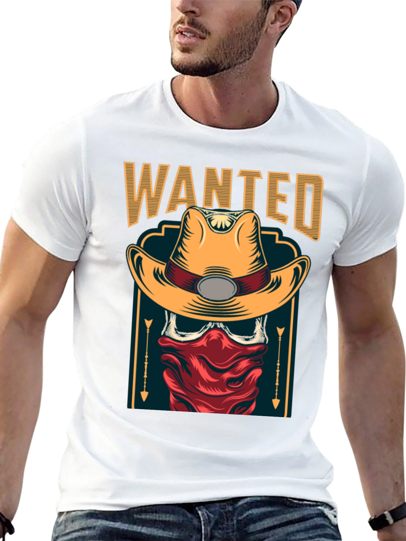 Wanted Cowboy Skull T-Shirt