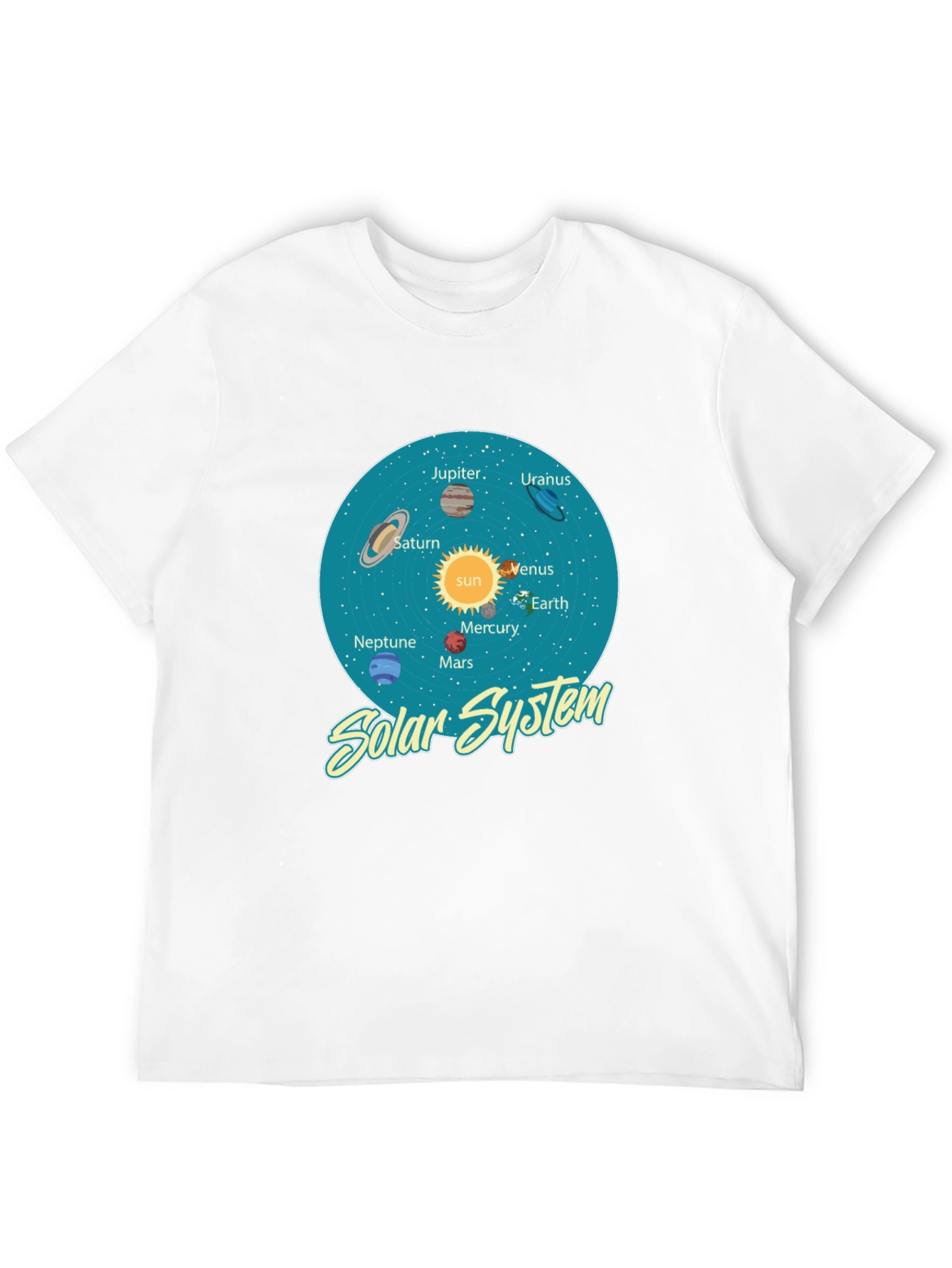 Solar System Graphic Print Mens Black T-Shirt