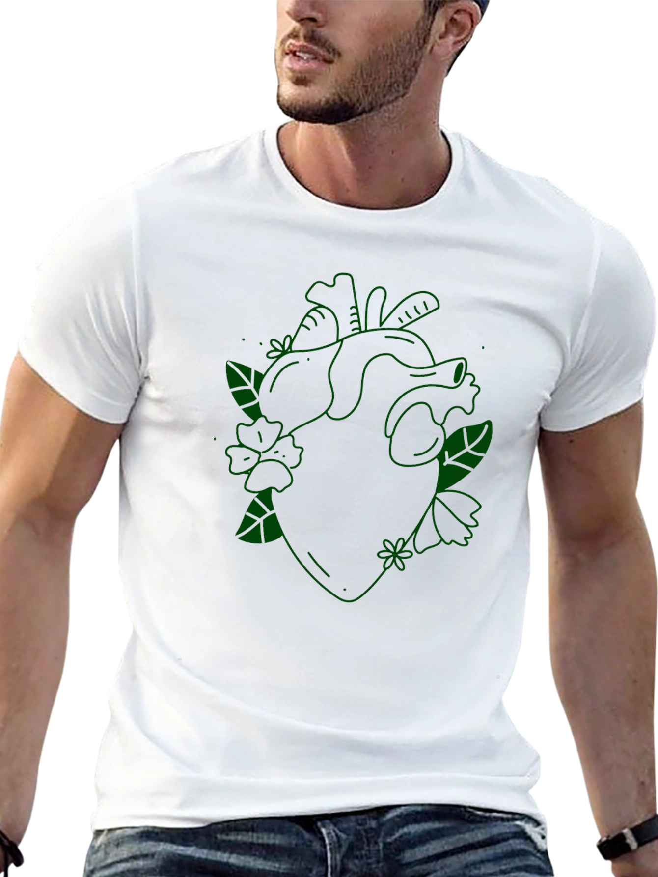 Floral Heart Graphic Tee - Black