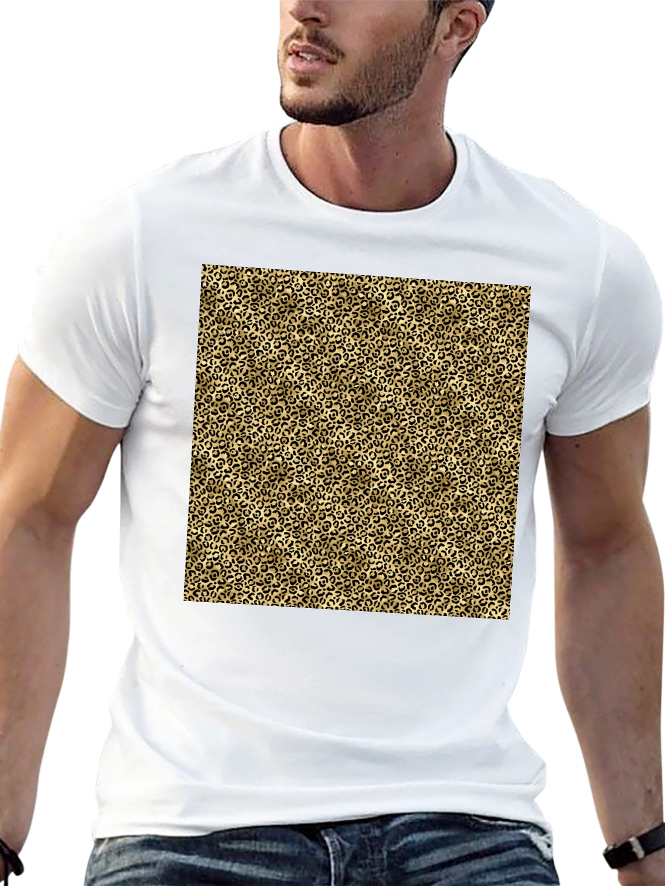 Leopard Print Tee - Stylish Black T-Shirt